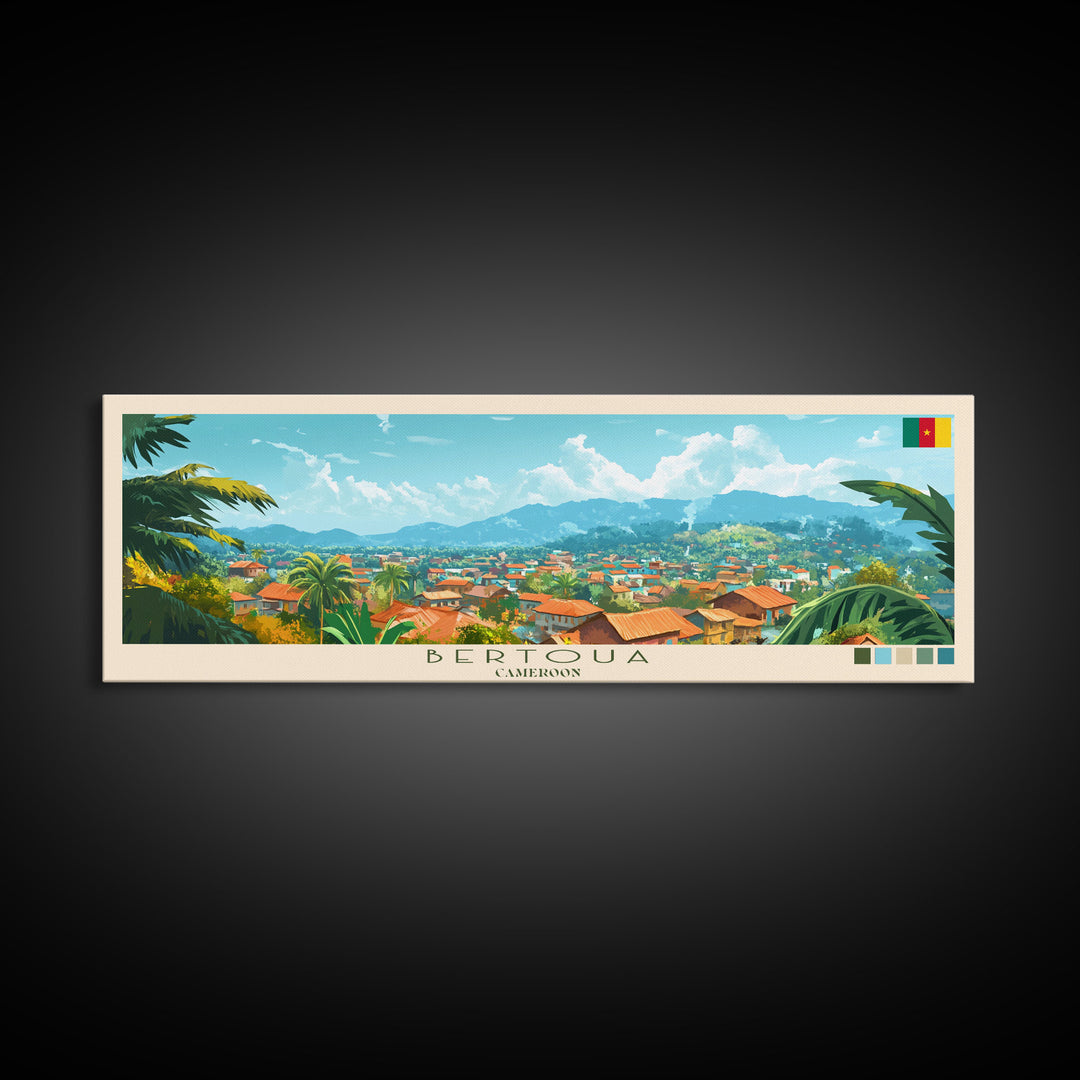 Bertoua, Cameroon Travel Poster Panoramic Canvas Print, Bertoua, Cameroon Painting, Cameroon Art, Bertoua Travel Art, Guest Room Painting