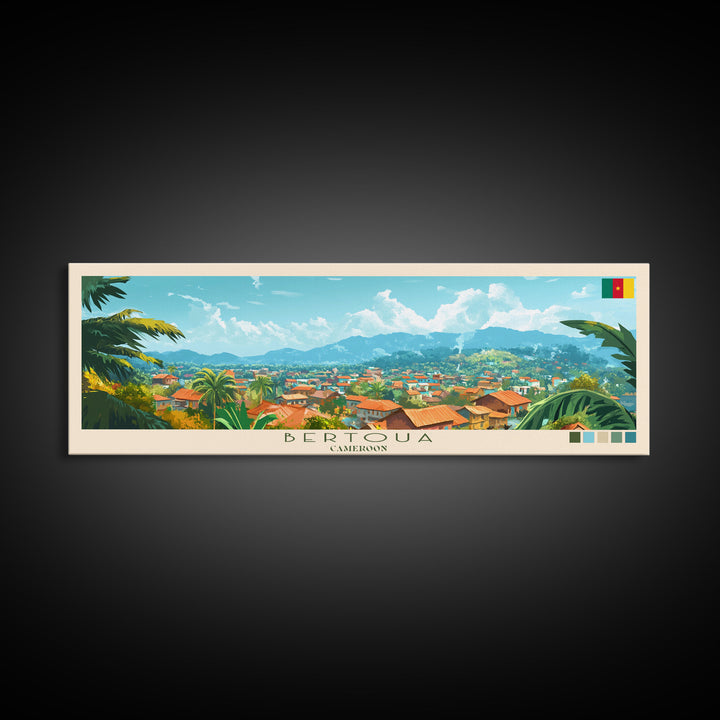Bertoua, Cameroon Travel Poster Panoramic Canvas Print, Bertoua, Cameroon Painting, Cameroon Art, Bertoua Travel Art, Guest Room Painting