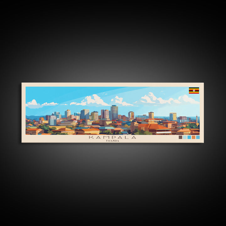 Kampala, Uganda Panoramic Travel Poster Canvas Print, Kampala, Uganda Painting, Uganda Art, Kampala Travel Art, Living Room Painting