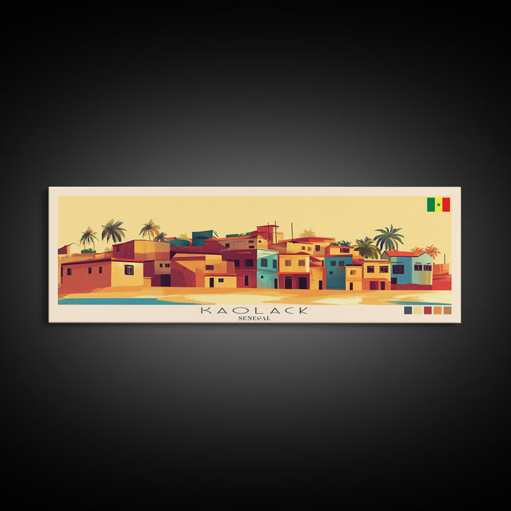 Panoramic Travel Poster Kaolack, Senegal Canvas Print, Kaolack, Senegal Painting, Senegal Art, Kaolack Travel Art, Guest Room Painting