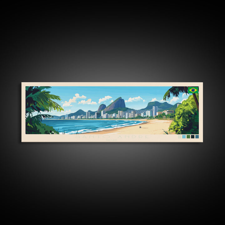 Santo Andre, Brazil Panoramic Travel Poster Canvas Print, Santo Andre, Brazil Painting, Brazil Art, Santo Andre Panoramic Travel Art, Travel Painting
