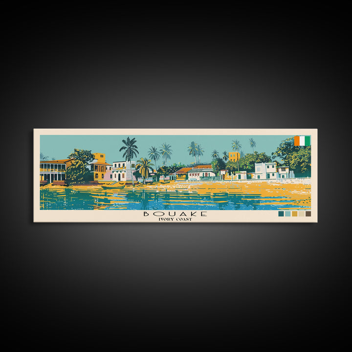 Bouake, Ivory Coast Panoramic Canvas Print, Bouake, Ivory Coast Painting, Ivory Coast Art, Bouake Travel Poster, Travel Art, Guest Room Painting