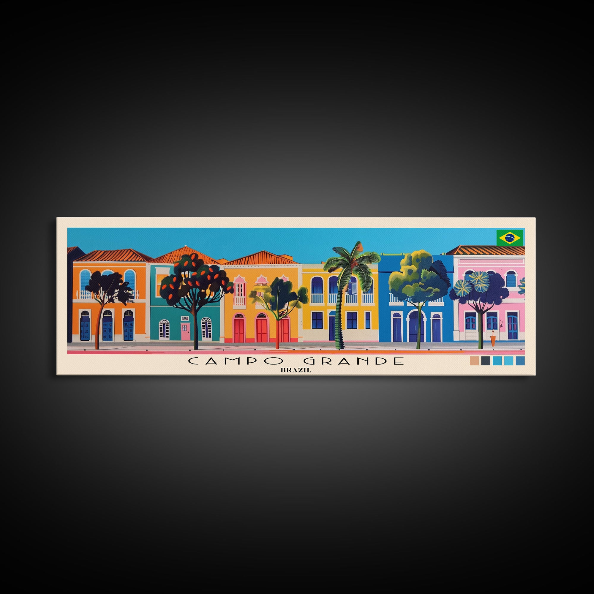 Campo Grande, Brazil Panoramic Canvas Print, Campo Grande, Brazil Painting, Brazil Art, Campo Grande Travel Poster, Travel Art, Guest Room Painting