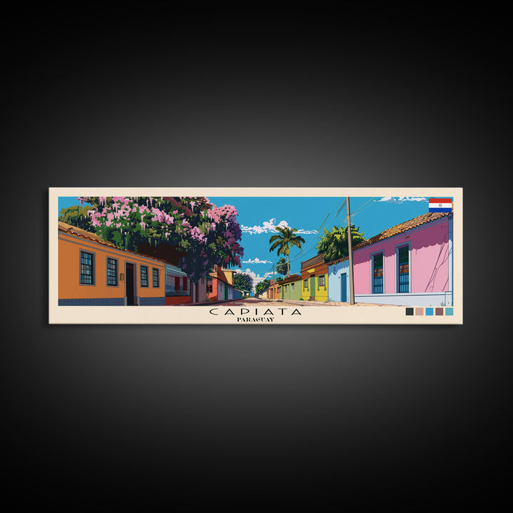 Capiata, Paraguay Panoramic Canvas Print, Capiata, Paraguay Painting, Paraguay Art, Capiata Travel Poster, Travel Art, Guest Room Painting