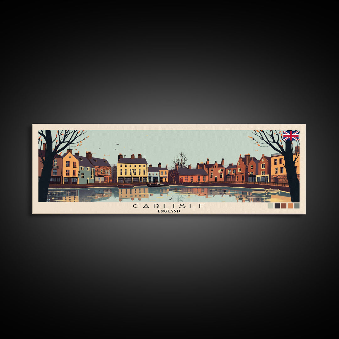 Carlisle, England Panoramic Canvas Print, Carlisle, England Painting, England Art, Carlisle Travel Poster, Travel Art, Vacation Gift