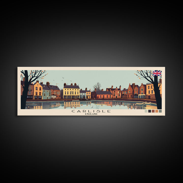 Carlisle, England Panoramic Canvas Print, Carlisle, England Painting, England Art, Carlisle Travel Poster, Travel Art, Vacation Gift