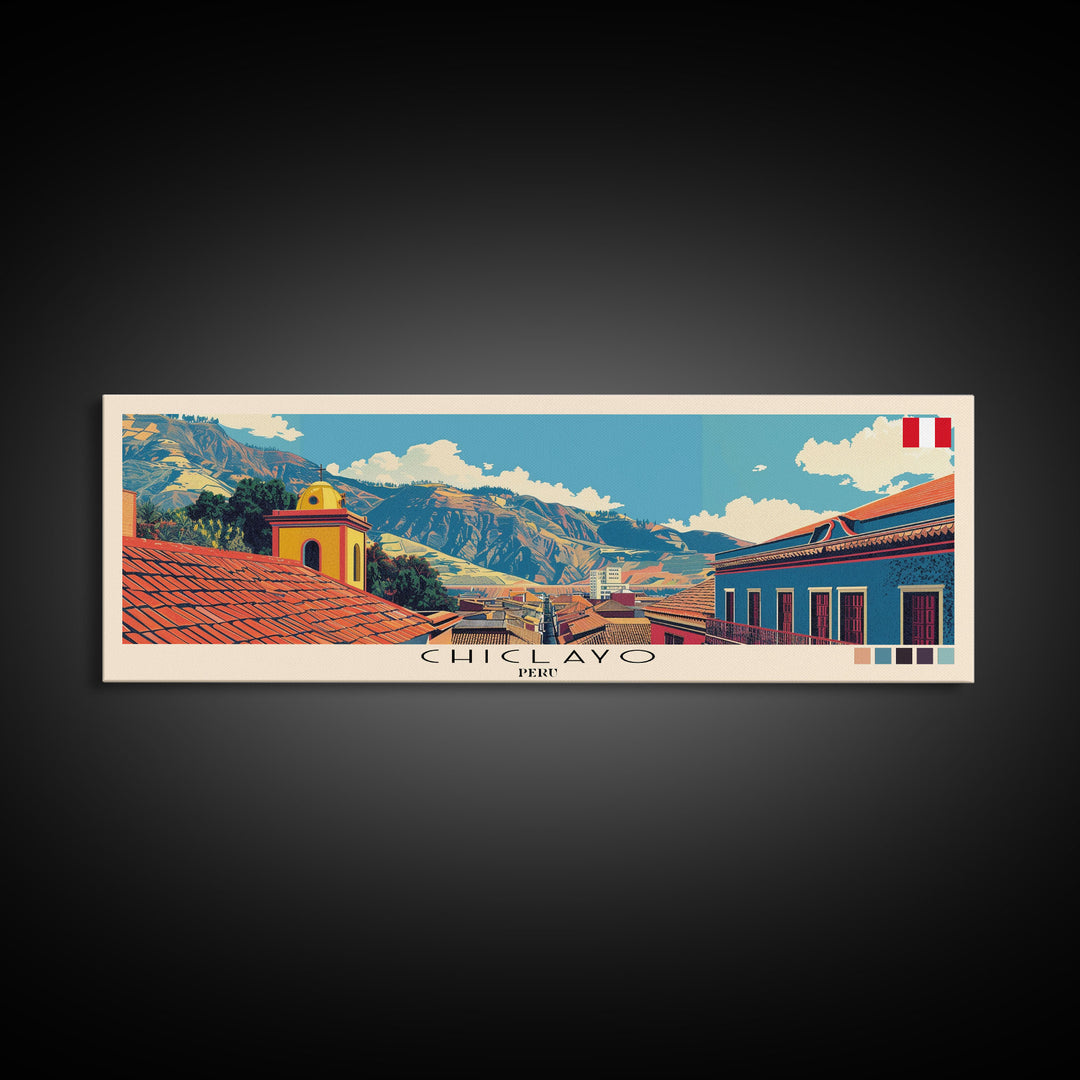 Chiclayo, Peru Panoramic Canvas Print, Chiclayo, Peru Painting, Peru Art, Chiclayo Travel Poster, Travel Art, Guest Room Painting