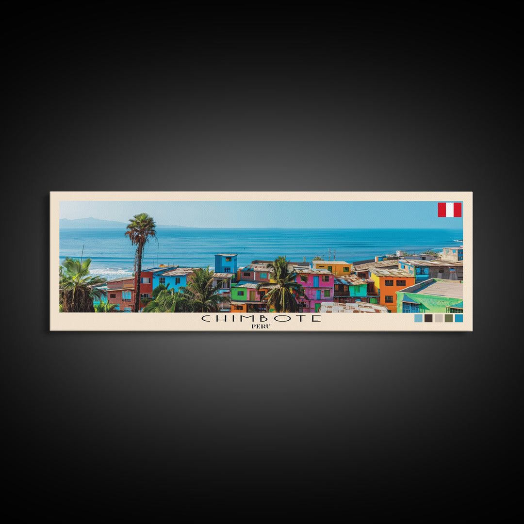 Chimbote, Peru Panoramic Canvas Print, Chimbote, Peru Painting, Peru Art, Chimbote Travel Poster, Travel Art, Housewarming Gift