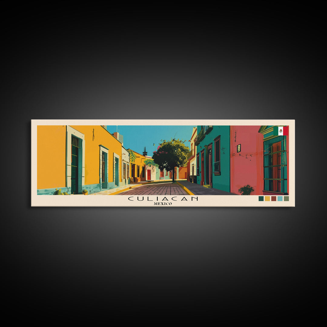Culiacan, Mexico Panoramic Canvas Print, Culiacan, Mexico Painting, Mexico Art, Culiacan Travel Poster, Travel Art, Living Room Painting