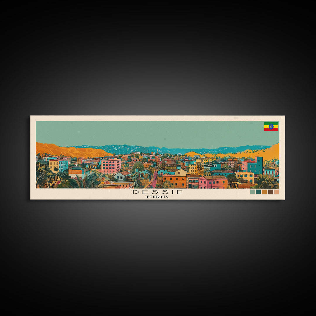 Dessie, Ethiopia Panoramic Canvas Print, Dessie, Ethiopia Painting, Ethiopia Art, Dessie Travel Poster, Travel Art, Housewarming Gift