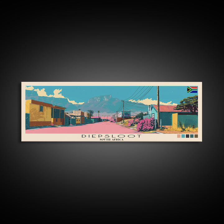 Diepsloot, South Africa Panoramic Canvas Print, Diepsloot, South Africa Painting, South Africa Art, Diepsloot Travel Poster, Travel Art, Guest Room Painting