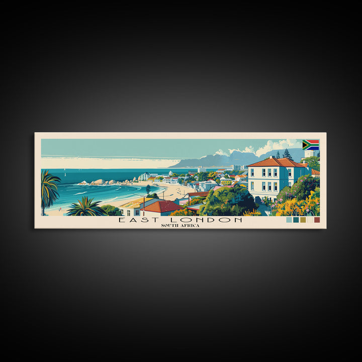 East London, South Africa Panoramic Canvas Print, East London, South Africa Painting, South Africa Art, East London Travel Poster, Travel Art, Guest Room Painting