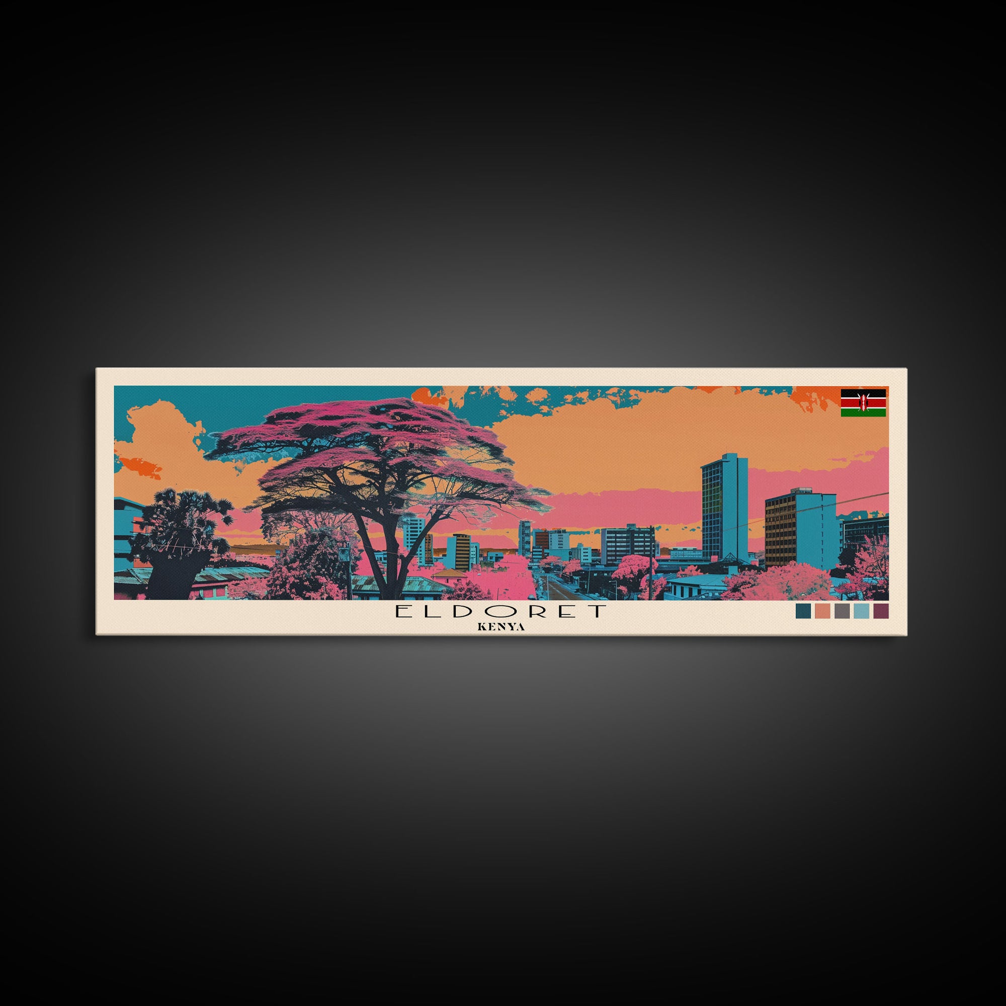 Eldoret, Kenya Panoramic Canvas Print, Eldoret, Kenya Painting, Kenya Art, Eldoret Travel Poster, Travel Art, Guest Room Painting