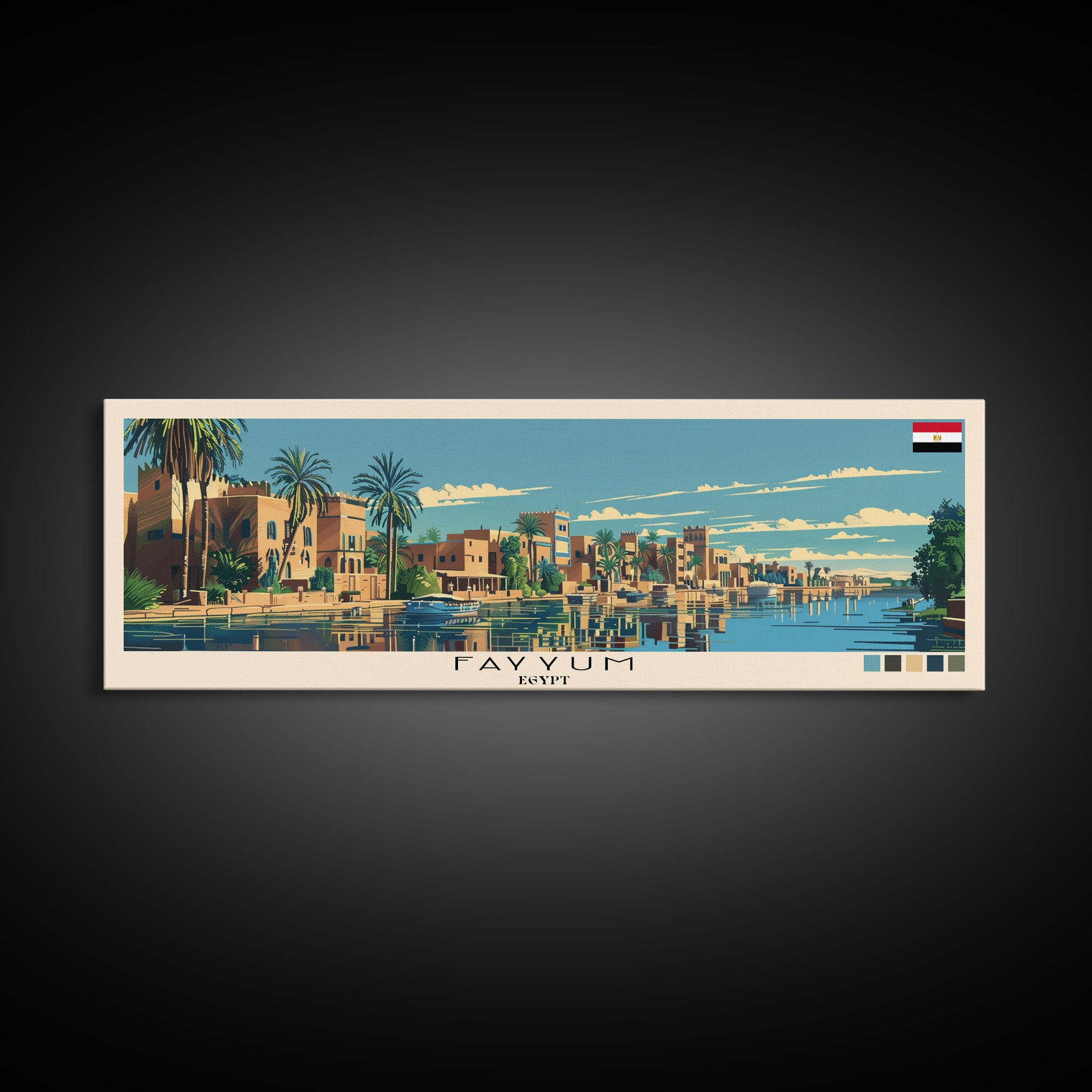 Fayyum, Egypt Panoramic Canvas Print, Fayyum, Egypt Painting, Egypt Art, Fayyum Travel Poster, Travel Art, Housewarming Gift