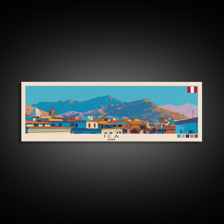 Ica, Peru Panoramic Canvas Print, Ica, Peru Painting, Peru Art, Ica Travel Poster, Travel Art, Guest Room Painting