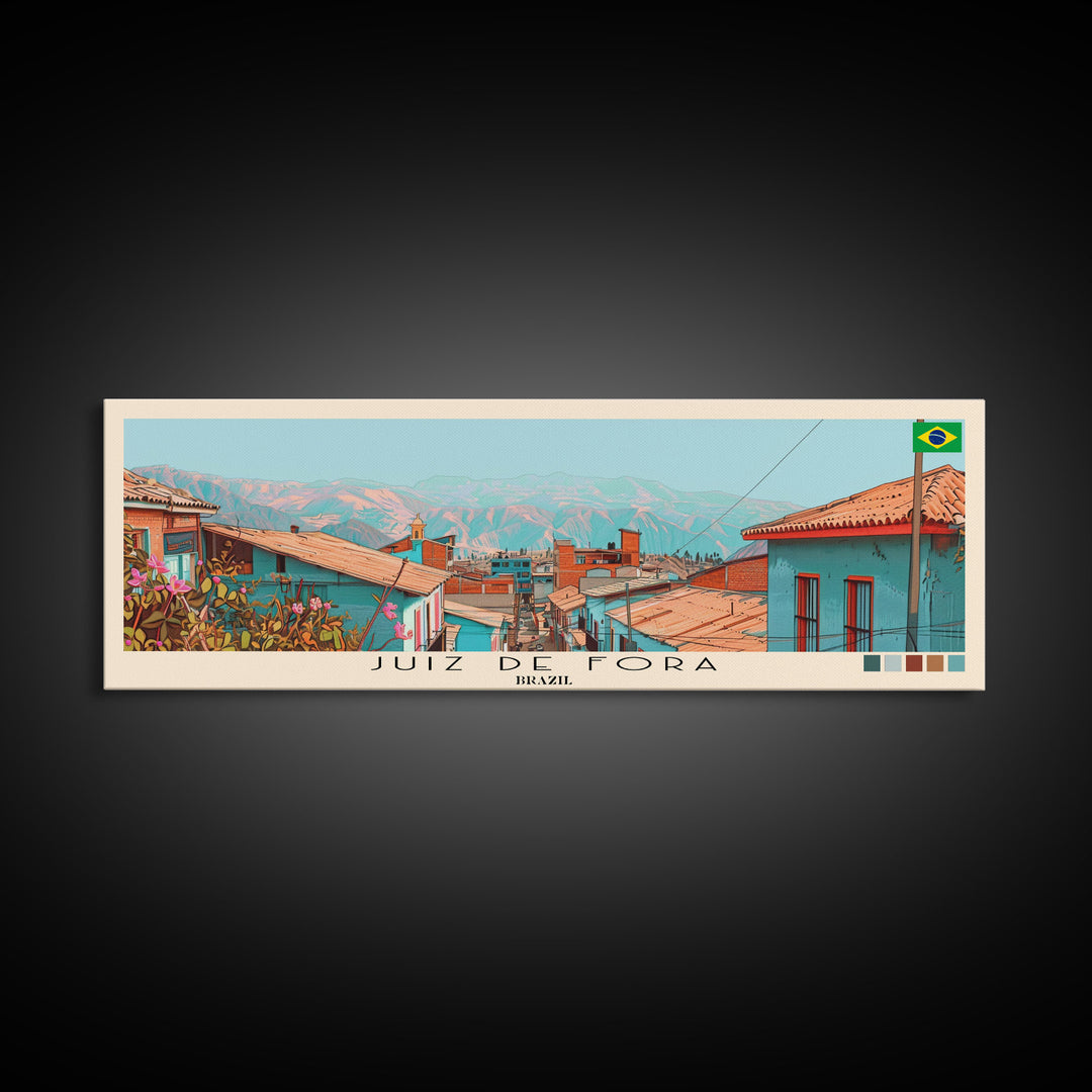 Juiz de Fora, Brazil Panoramic Canvas Print, Juiz de Fora, Brazil Painting, Brazil Art, Juiz de Fora Travel Poster, Travel Art, Housewarming Gift