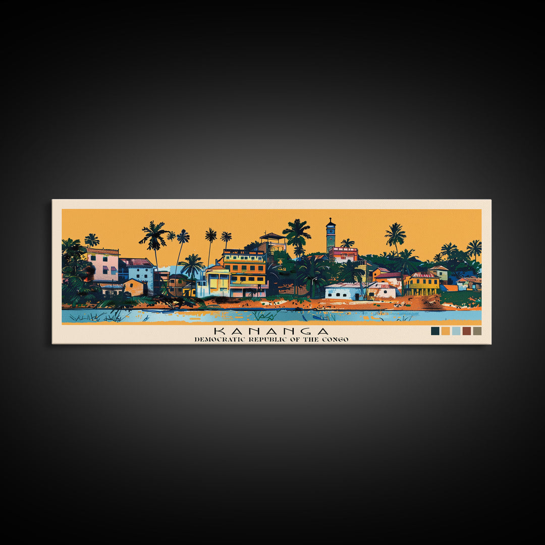 Kananga, Congo Panoramic Canvas Print, Kananga, Congo Painting, Congo Art, Kananga Travel Poster, Travel Art, Housewarming Gift