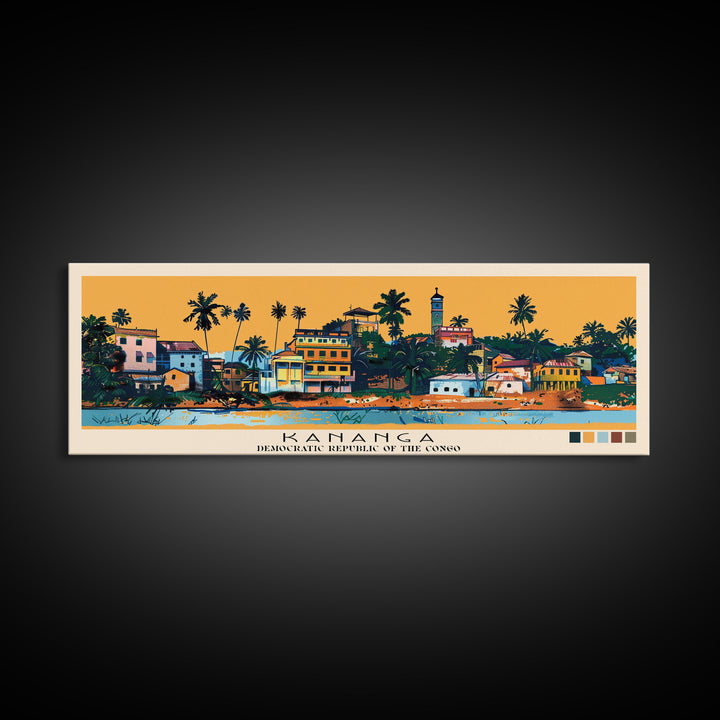 Kananga, Congo Panoramic Canvas Print, Kananga, Congo Painting, Congo Art, Kananga Travel Poster, Travel Art, Housewarming Gift