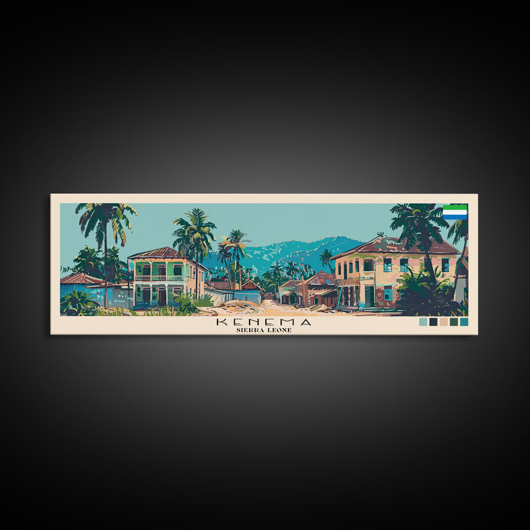 Kenema, Sierra Leone Panoramic Canvas Print, Kenema, Sierra Leone Painting, Sierra Leone Art, Kenema Travel Poster, Travel Art, Vacation Gift