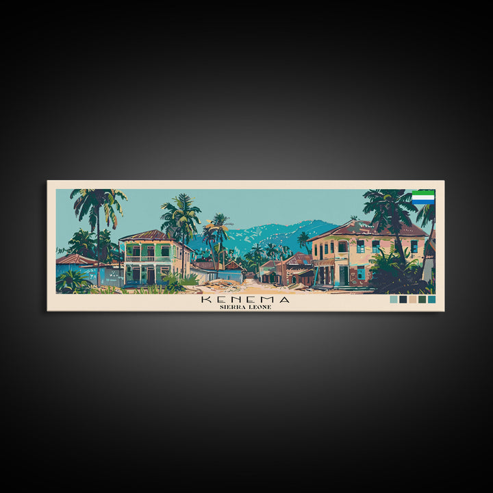 Kenema, Sierra Leone Panoramic Canvas Print, Kenema, Sierra Leone Painting, Sierra Leone Art, Kenema Travel Poster, Travel Art, Vacation Gift