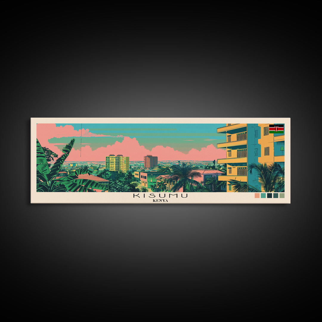 Kisumu, Kenya Panoramic Canvas Print, Kisumu, Kenya Painting, Kenya Art, Kisumu Travel Poster, Travel Art, Living Room Painting
