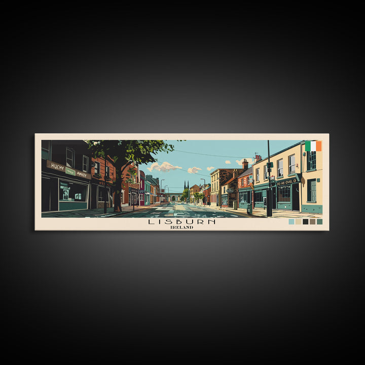 Lisburn, Ireland Panoramic Canvas Print, Lisburn, Ireland Painting, Ireland Art, Lisburn Travel Poster, Travel Art, Guest Room Painting