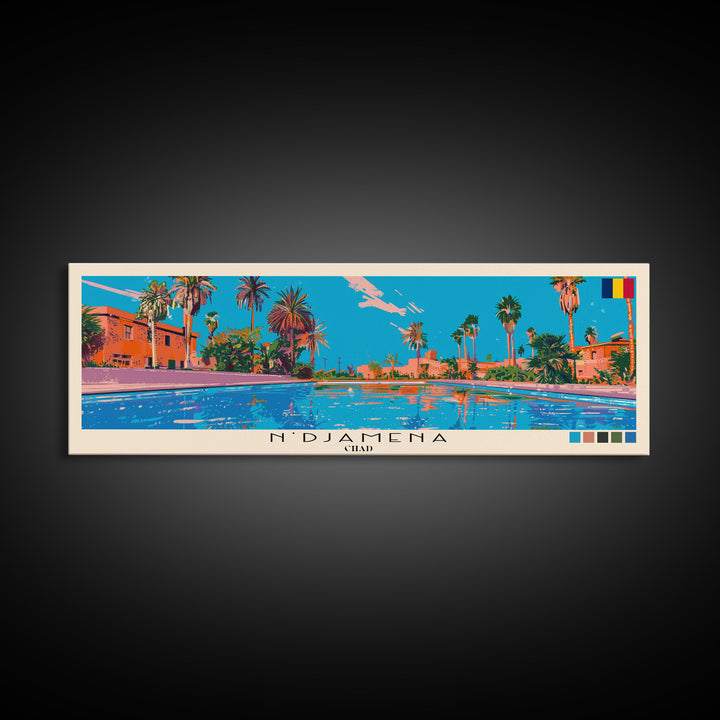 N'Djamena, Chad Panoramic Canvas Print, N'Djamena, Chad Painting, Chad Art, N'Djamena Travel Poster, Travel Art, Housewarming Gift