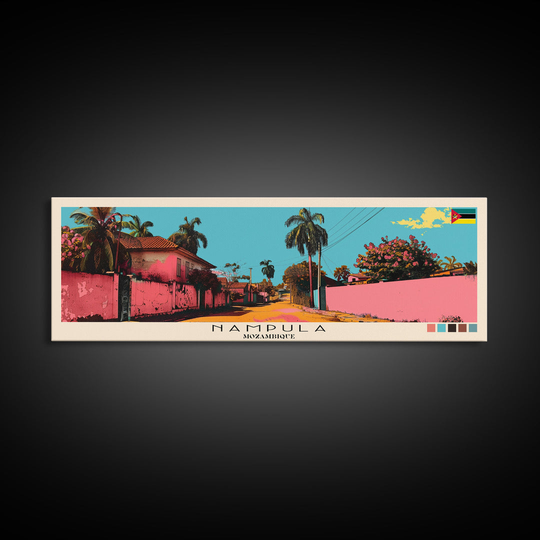 Nampula, Mozambique Panoramic Canvas Print, Nampula, Mozambique Painting, Mozambique Art, Nampula Travel Poster, Travel Art, Vacation Gift