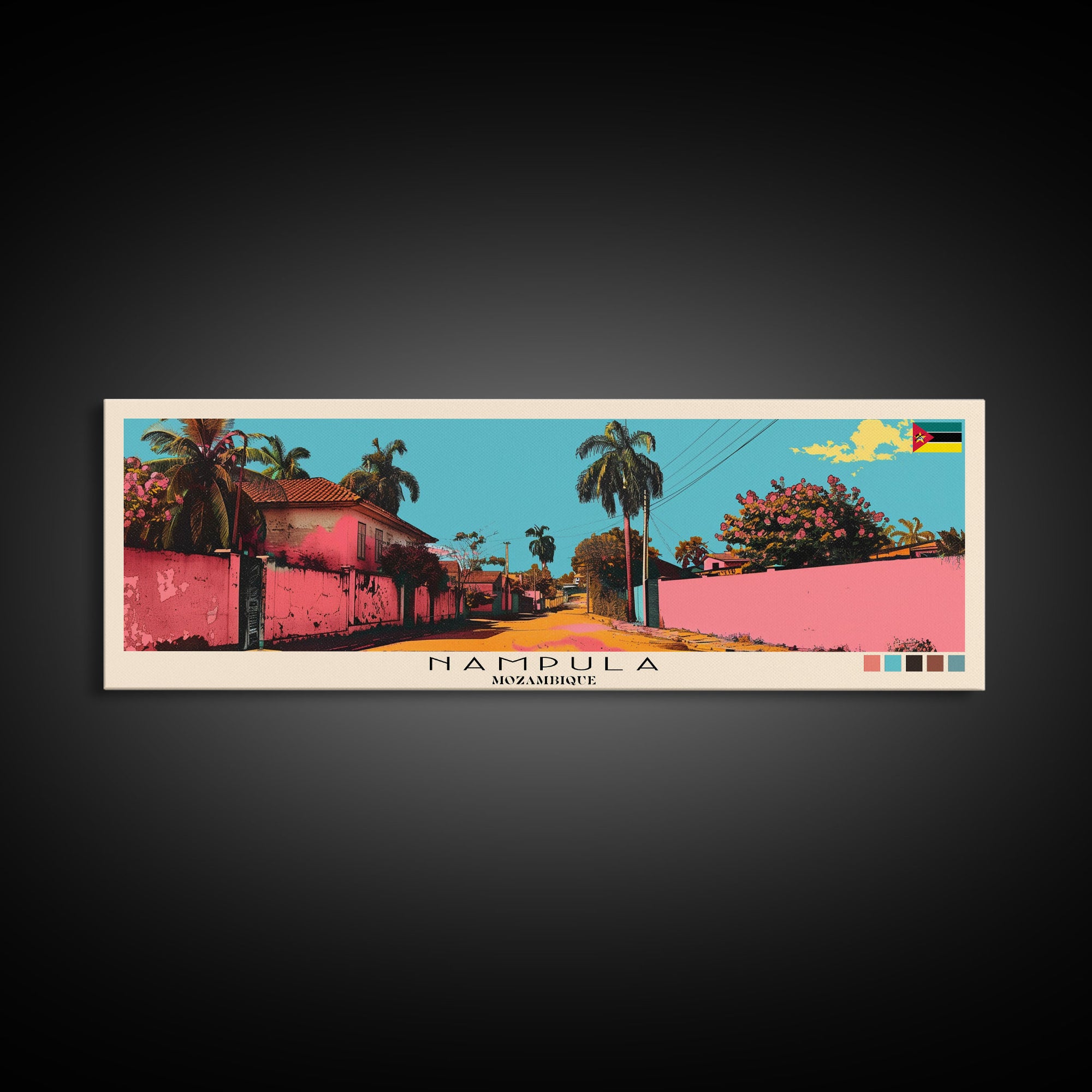 Nampula, Mozambique Panoramic Canvas Print, Nampula, Mozambique Painting, Mozambique Art, Nampula Travel Poster, Travel Art, Vacation Gift