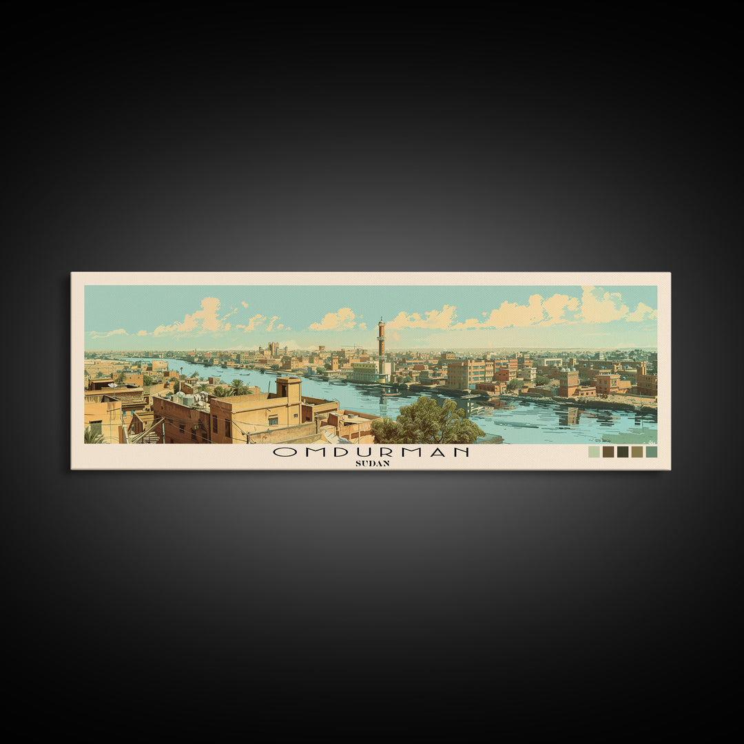 Omdurman,  Sudan Panoramic Canvas Print, Omdurman,  Sudan Painting,  Sudan Art, Omdurman Travel Poster, Travel Art, Housewarming Gift