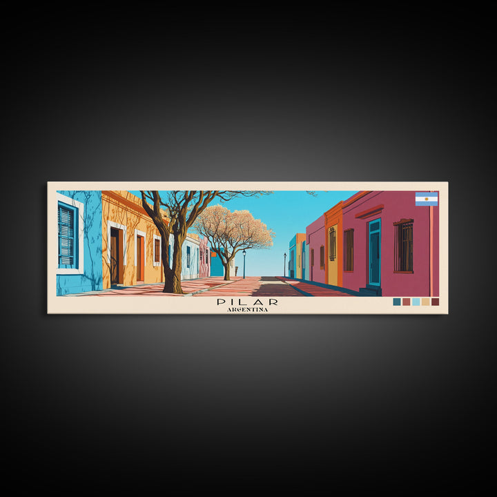 Pilar, Argentina Panoramic Canvas Print, Pilar, Argentina Painting, Argentina Art, Pilar Travel Poster, Travel Art, Vacation Gift