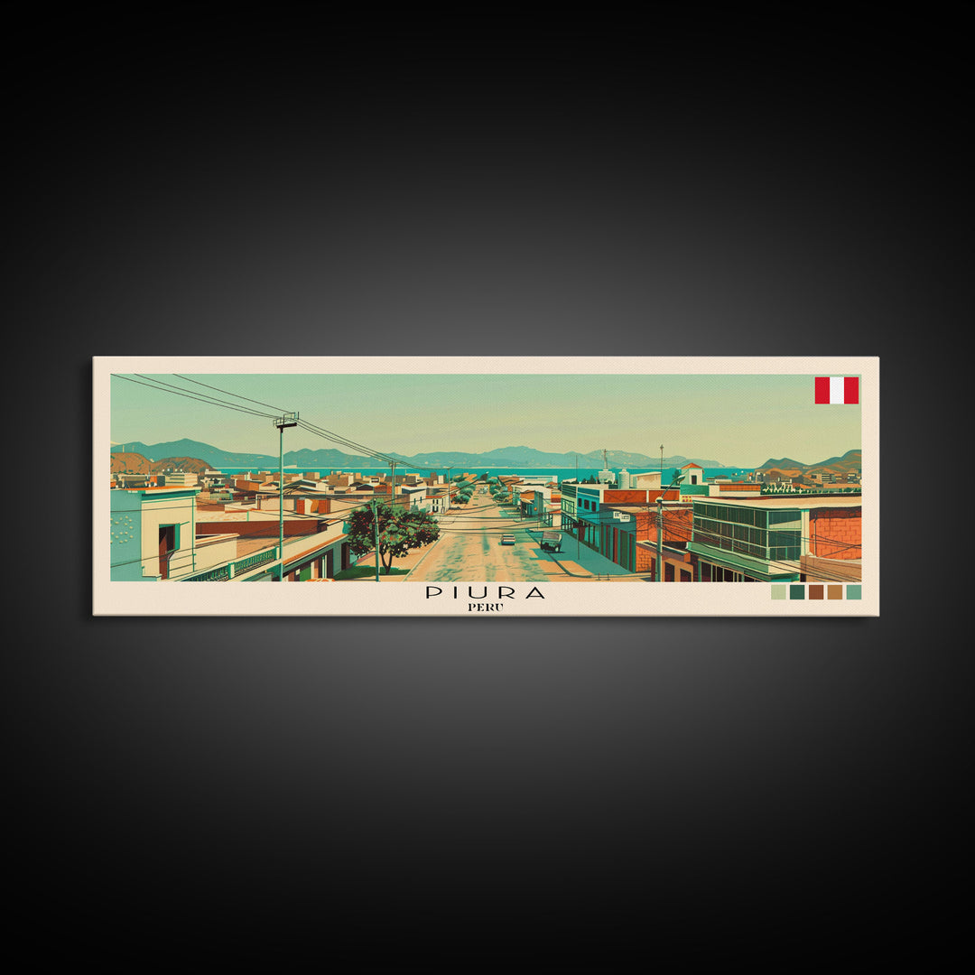 Piura, Peru Panoramic Canvas Print, Piura, Peru Painting, Peru Art, Piura Travel Poster, Travel Art, Housewarming Gift
