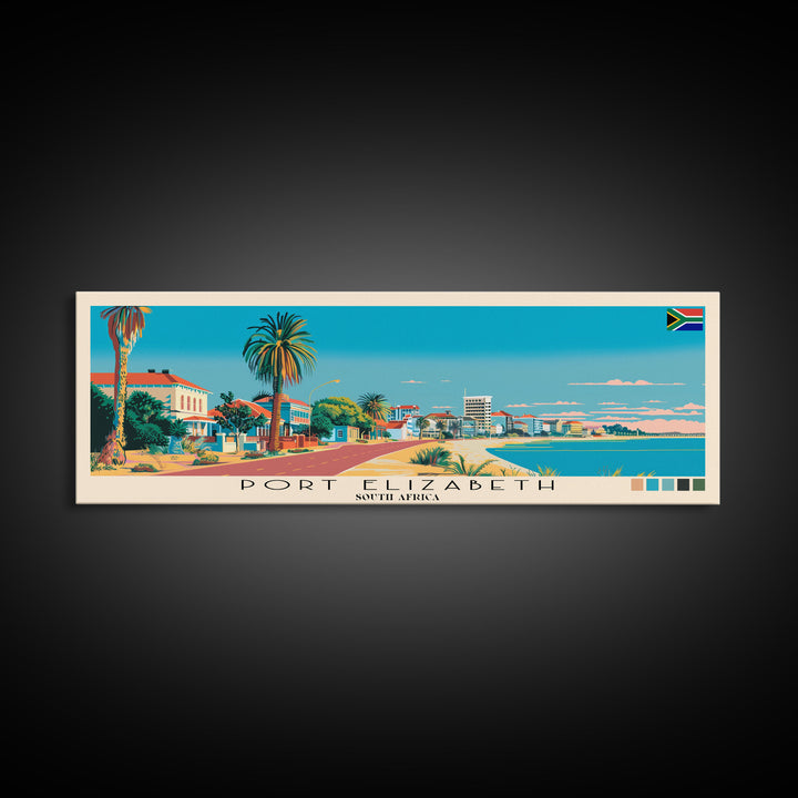 Port Elizabeth, South Africa Panoramic Canvas Print, Port Elizabeth, South Africa Painting, South Africa Art, Port Elizabeth Travel Poster, Travel Art, Living Room Painting