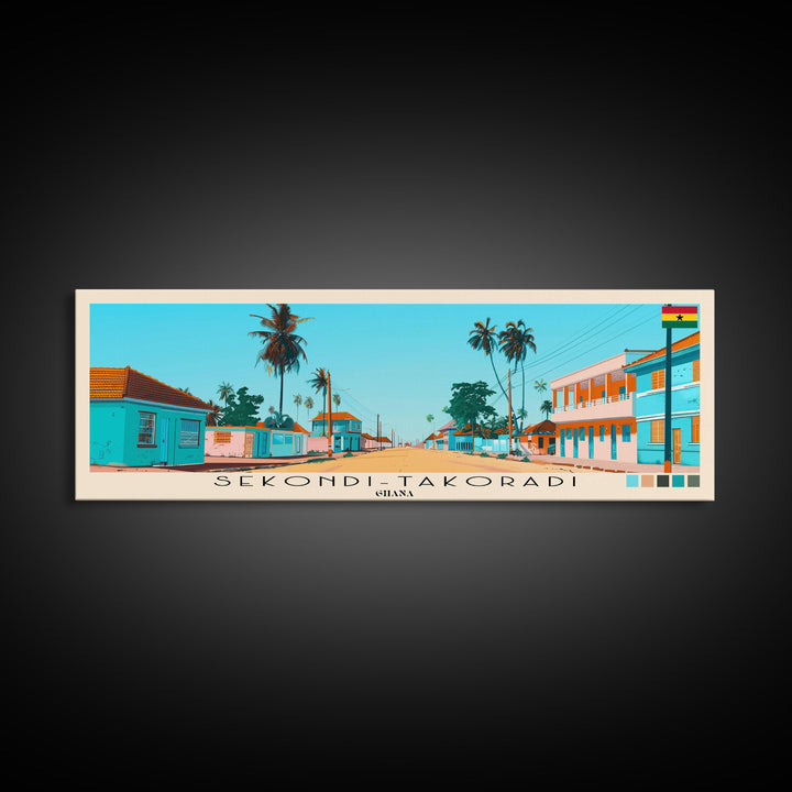 Sekondi-Takoradi, Ghana Panoramic Canvas Print, Sekondi-Takoradi, Ghana Painting, Ghana Art, Sekondi-Takoradi Travel Poster, Travel Art, Guest Room Painting