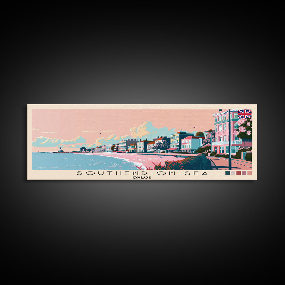 Southend-on-Sea, England Panoramic Canvas Print, Southend-on-Sea, England Painting, England Art, Southend-on-Sea Travel Poster, Travel Art, Guest Room Painting