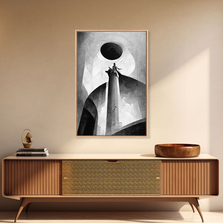 Vintage Style Art Deco Statue Study, Framed Canvas Print, Retro Style Wall Art, 1920s - 1930s style Art