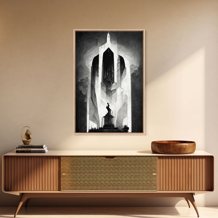 Vintage Style Art Deco Statue Study, Framed Canvas Print, Retro Style Wall Art, 1920s - 1930s style Art