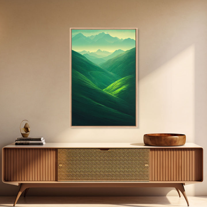 Emerald Green Landscape, Rolling Hills of Ireland, Framed Canvas Print, Ready To Hang Framed Wall Art, Living Room Wall Hanging