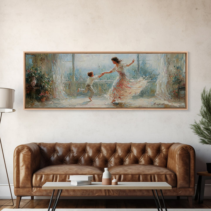 Mother And Child Dancing By Bright Window Wall Art, Impressionist Floral Room, Feminine Bedroom Decor, Gift For Mom, Fine Art Print