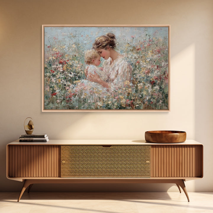 Impressionist Mother And Child In Blooming Garden Wall Art, Floral Nursery Decor, Fine Art Print, Gift For Mom, Home Decor