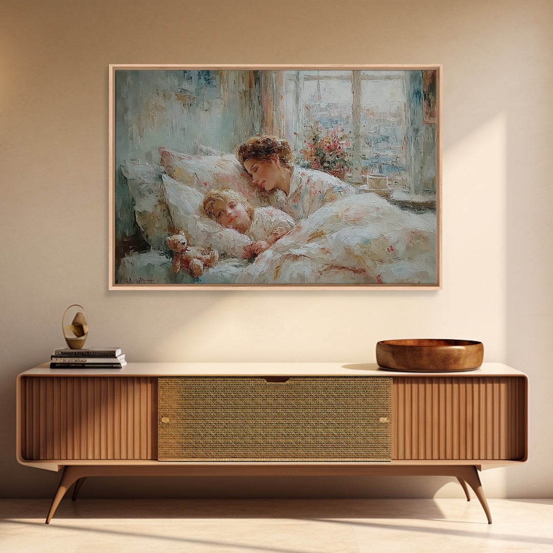 Cozy Mother And Child Bedtime Wall Art, Sweet Dreams Print, Guest Bedroom Decor, Nursery Wall Art, Gift For Mom, Housewarming Gift