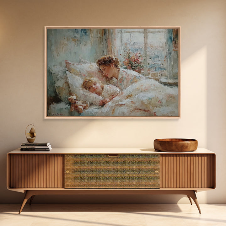 Cozy Mother And Child Bedtime Wall Art, Sweet Dreams Print, Guest Bedroom Decor, Nursery Wall Art, Gift For Mom, Housewarming Gift