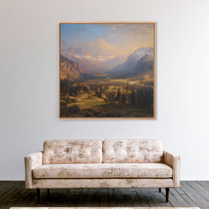 Majestic Mountain Valley At Sunrise Wall Art, Scenic Landscape Print, Nature Home Decor, Large Living Room Canvas Print