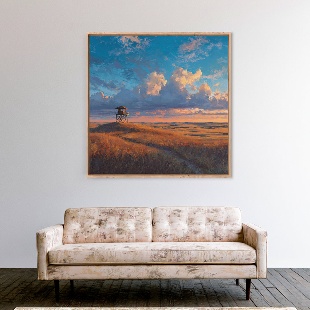 Golden Prairie Sunset Landscape Wall Art Print Rustic Country Painting For Farmhouse Decor Living Room Wall Art Rustic Home Decor