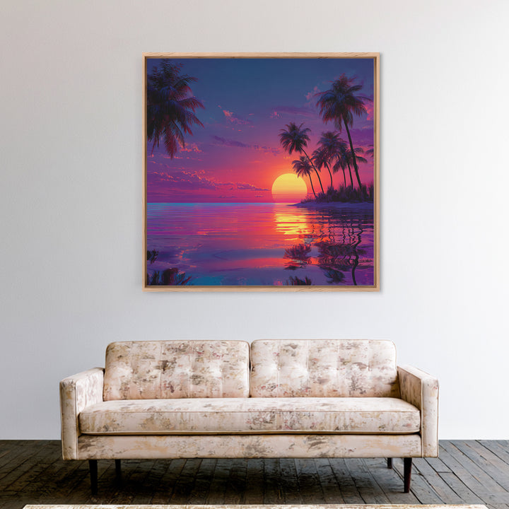 Whimsical Colorful Fantasy Forest With Magical Light And Trees Wall Art Framed Canvas Print For Bedroom And Living Room