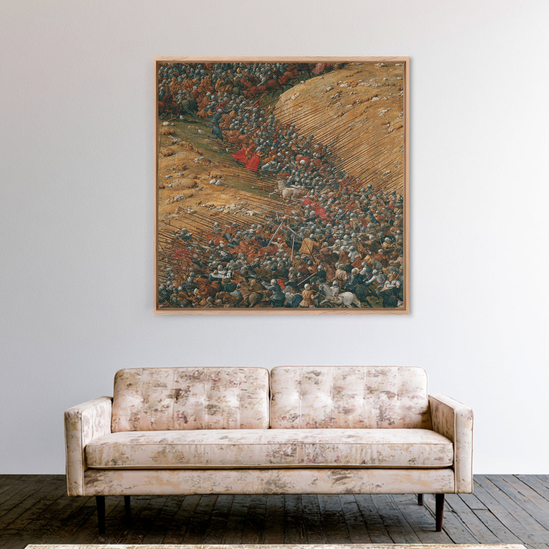 Medieval Battle With Cavalry And Spears Wall Art, Historical Warfare Painting, Large Canvas Print, Classic European Decor