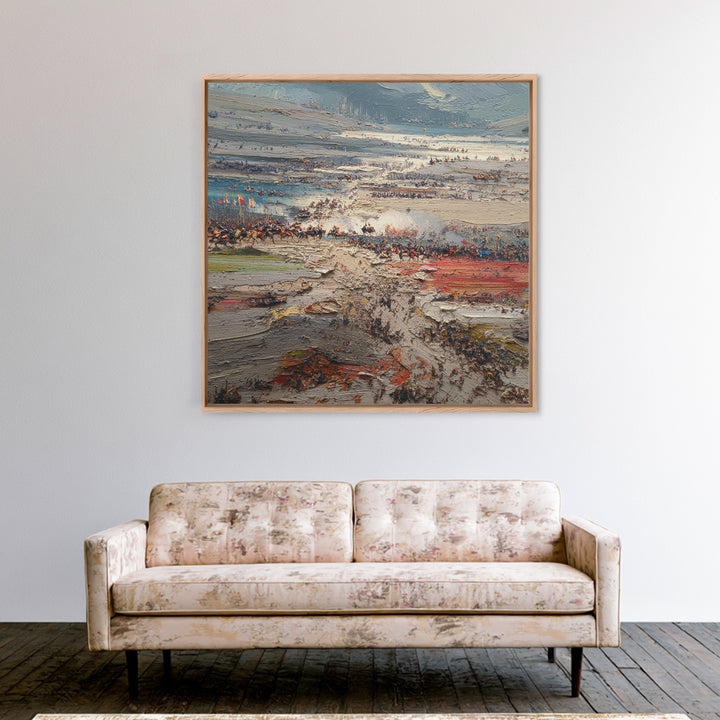 Epic Ancient Battlefield Impasto Landscape Wall Art, Historical War Painting, Large Canvas Decor, Dramatic Living Room Art