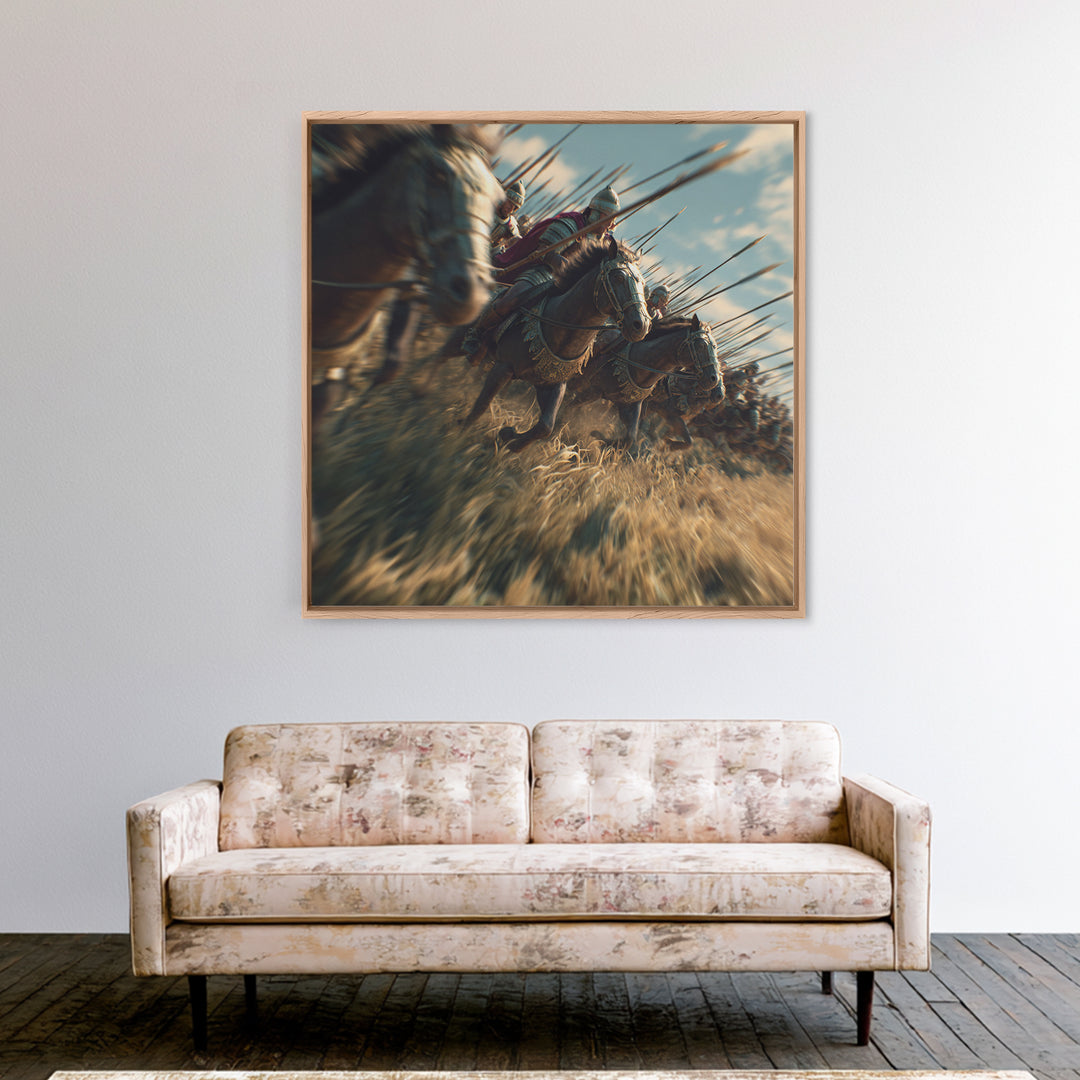 Ancient Cavalry Charge Wall Art, Horse Battle Canvas Print, Roman History Decor, Equestrian Art, Masculine Decor Gift For Him