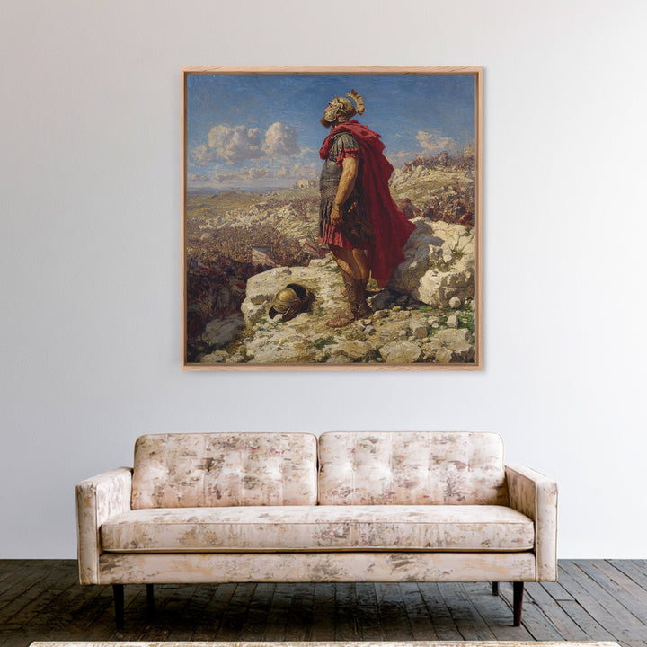Roman General Overlooking Ancient Battlefield Wall Art, Classical Oil Painting Print, Historical Decor, Living Room Art, Gift For Him