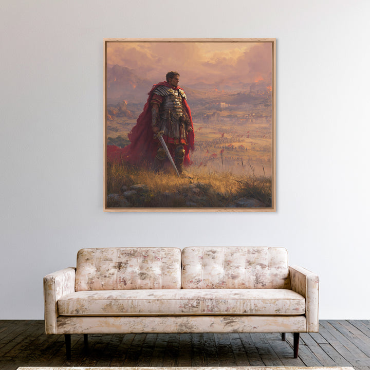 Roman General At Sunset Battlefield Wall Art, Ancient Warrior Canvas, Historical Fine Art Print, Masculine Office Decor Gift